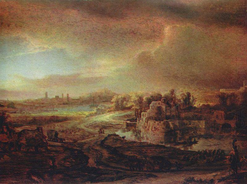 REMBRANDT Harmenszoon van Rijn Landschaft mit Kutsche china oil painting image